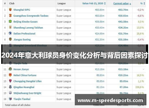 2024年意大利球员身价变化分析与背后因素探讨